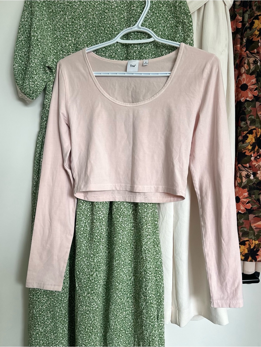TNA Light Pink Long Sleeve Cropped Tee